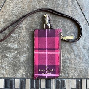 KATE SPADE Staci Black Leather Card Case Lanyard WLR00139 $99